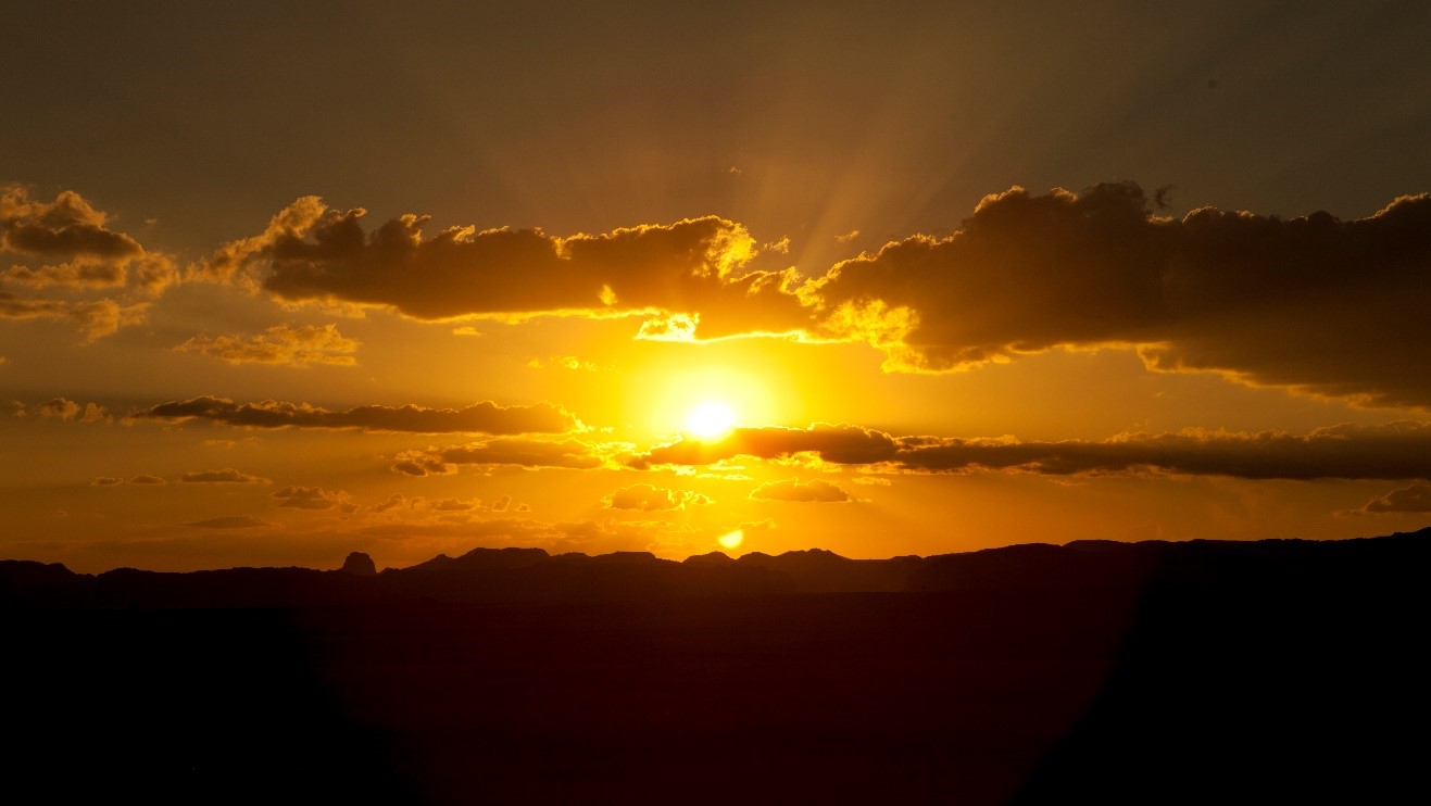 a brilliant sunset emerges in Isalo National Park, madagascar