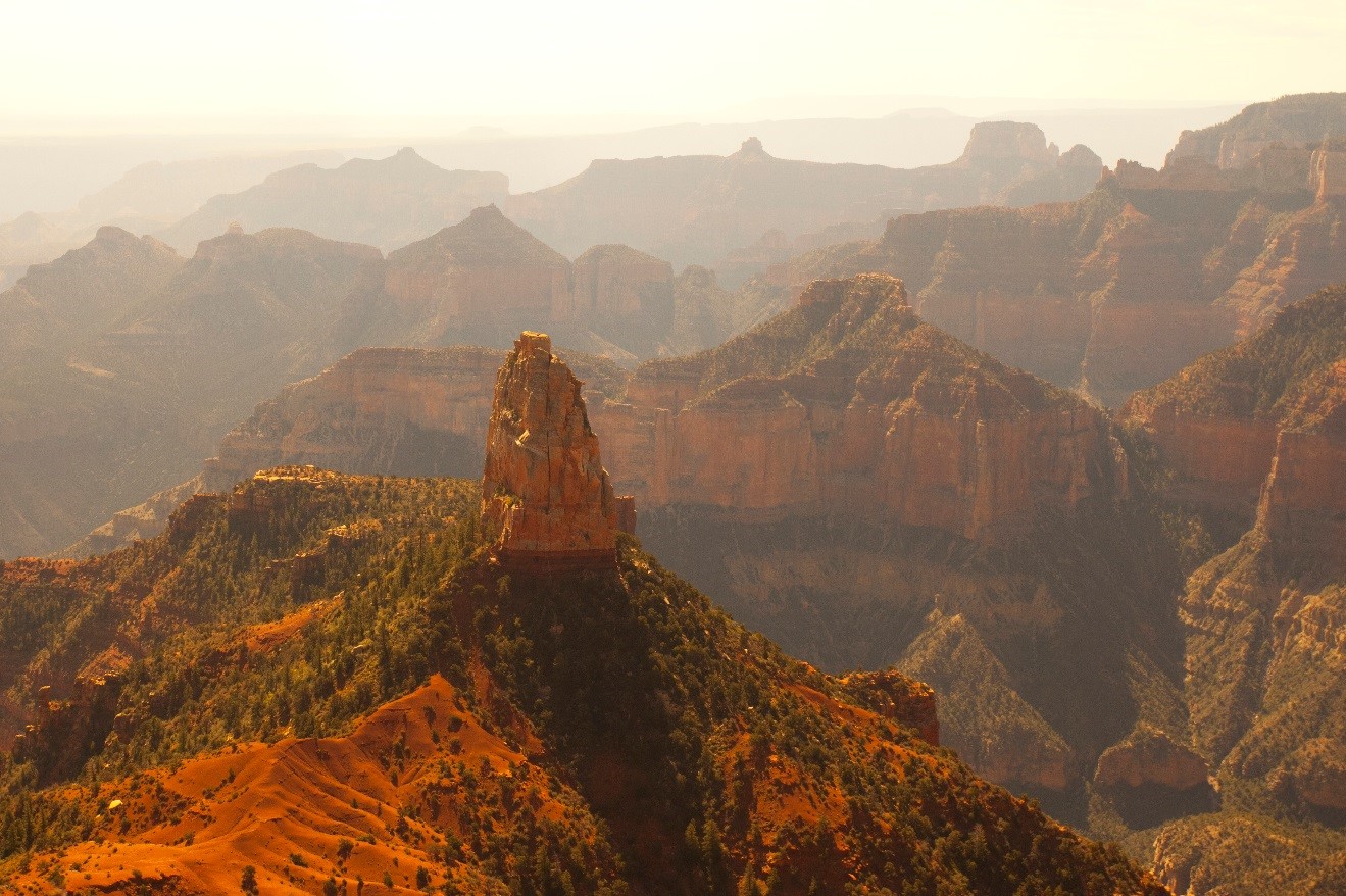 morning light on Mt. Hayden at Pt. Imperial from the North Rim of the Grand Canyon