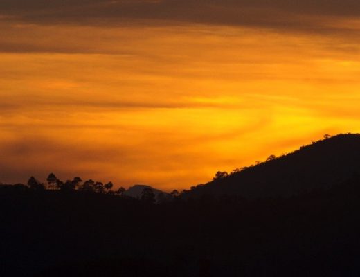 a vibrant orange sunset in Central America