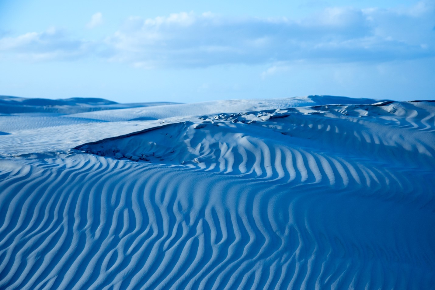 cool blue colors of dunes in baja