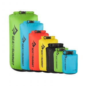 a set of dry bags of all sizes