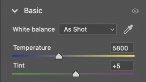 a white balance slider