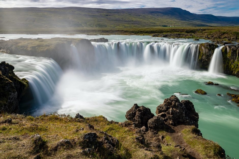 godafoss and its amazing half circle waterfall