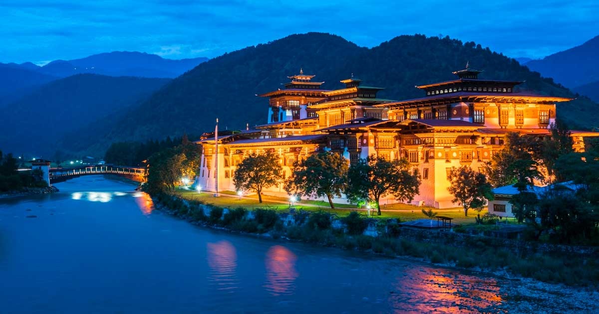 bhutan at the blue hour