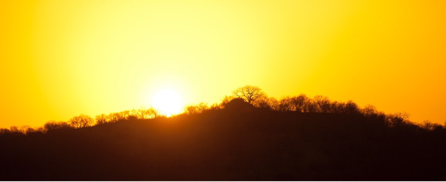 a silhouette on a hillside in India