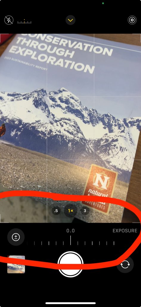 a screenshot showing the exposure meter on a smartphone